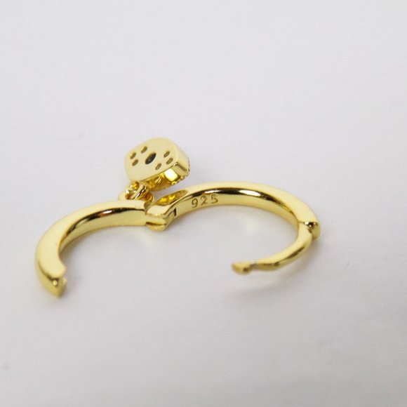 evil eye dainty delicate hoops huggies pave CZ - Picture 8 of 10